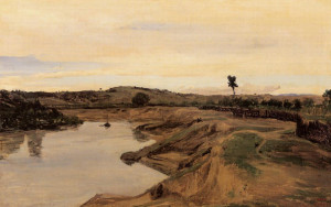 Monsignor Pussino e i nordici a Ponte Milvio Corot the-promenade-du-poussin-roman-campagna